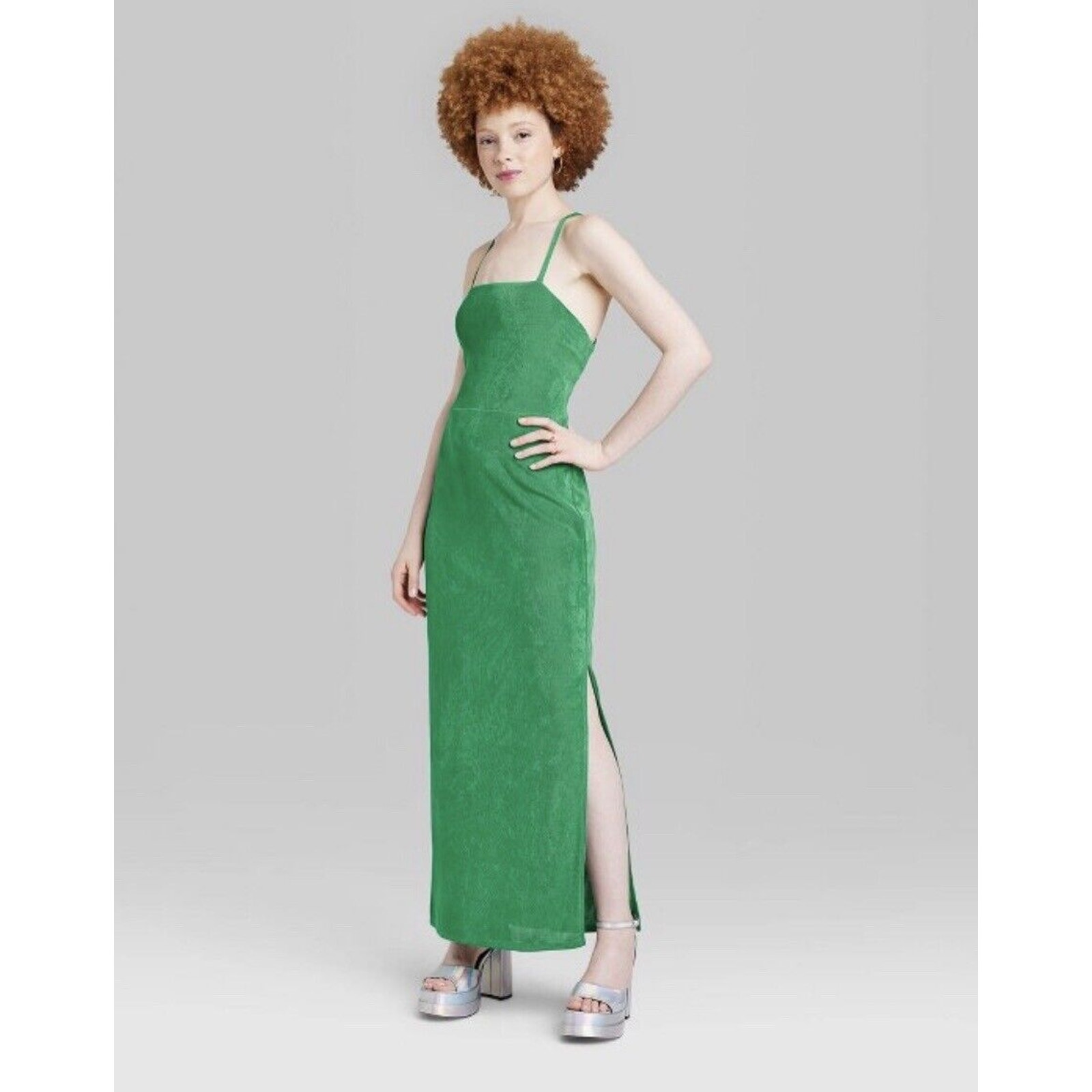 Women's Sleeveless Lace-Up Back Long Dress - Green Wild Fable Xxs Nwt